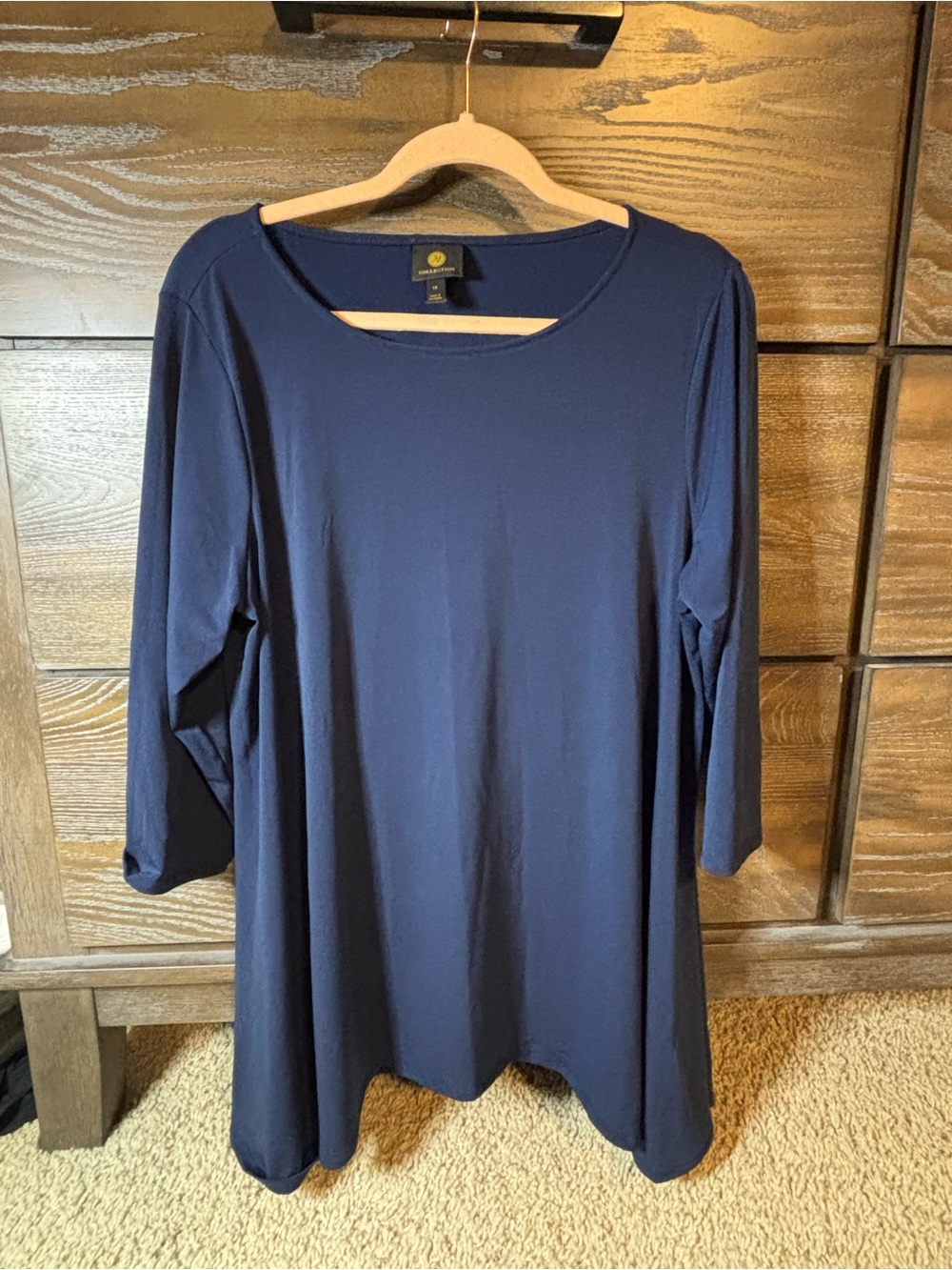 JM Collection Women's Navy 3/4 Sleeve Tunic Top